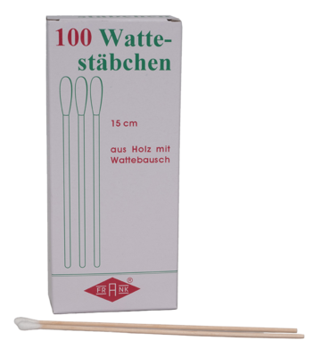 WATTESTÄBCHEN Holz 15 cm m.Wattekopf